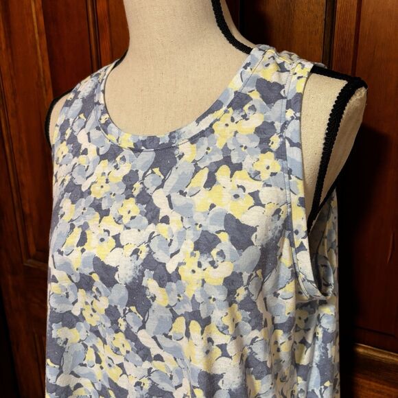 Zelos Geometric Print Shirt Tank Women's Size 1X Blue White Yellow Activewear - Picture 2 of 6